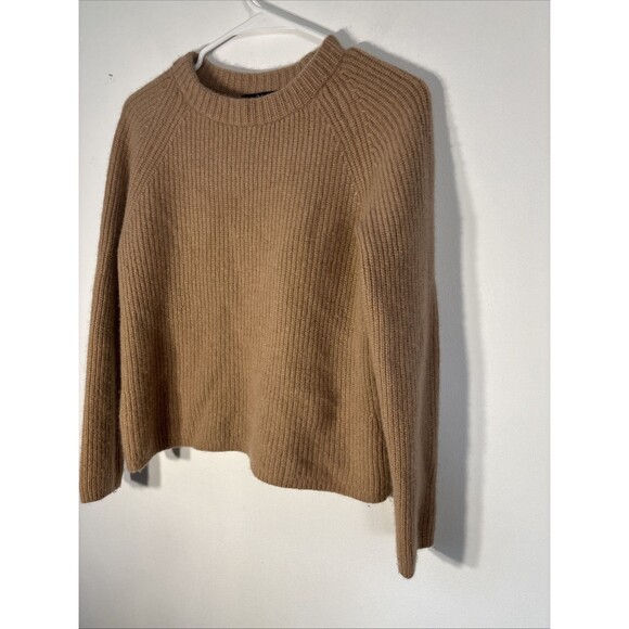 QUINCE  Women’s Mongolian Cashmere Fisherman Crewneck Sweater Size M brown - Picture 5 of 13